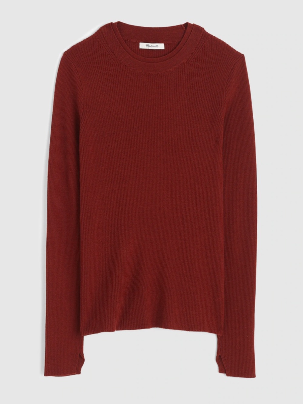 NWT Madewell Size Medium Double Layered Crewneck Sweater in Merino-Silk Rust - Picture 4 of 7